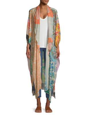 Free People Mixed-print Long-sleeve Kimono