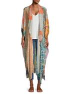 Free People Mixed-print Long-sleeve Kimono