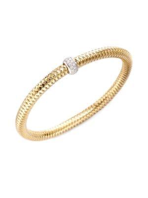 Roberto Coin 0.22 Tcw Primavera Diamond & 18k Yellow Gold Woven Bracelet