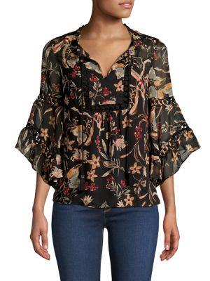 Daniel Rainn Floral Split Neck Top