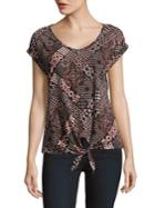 Lord & Taylor Plus Printed Tie-front Tee