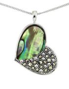 Lord & Taylor Abalone Heart Pendant Necklace