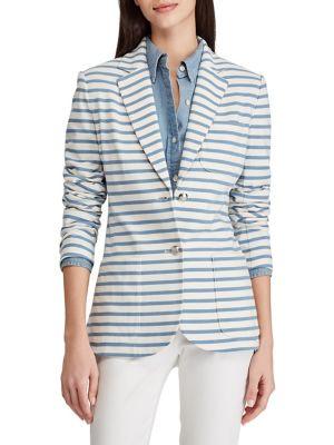 Lauren Ralph Lauren Striped Jersey Cotton Blazer