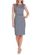Tahari Arthur S. Levine Belted Chambray Sheath Dress