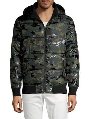 Guess Camo-print Puffer Coat