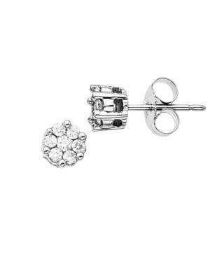Lord & Taylor 14 Kt White Gold 0.25 Tcw Diamond Pave Stud Earrings