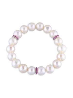 Sonatina Sterling Silver & 9-9.5mm White Round Pearl Bracelet