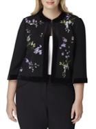 Tahari Arthur S. Levine Plus Embroidered Velvet-trim Jacket