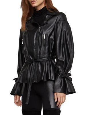 Bcbgmaxazria Self-tie Faux Leather Jacket