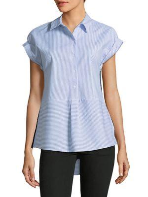 Jones New York Striped Hi-lo Peplum Blouse