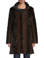 Via Spiga Textured Reversible Faux Fur Coat