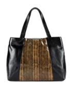 H Halston Two-tone Leather Tote