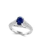 Effy Final Call Sapphire, Diamond And 14k White Gold Oval Ring