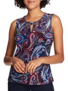 Tommy Hilfiger Sleeveless Dotted Paisley Grommet Top