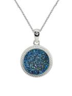 Lord & Taylor Sterling Silver & Blue Druzy Quartz Pendant Necklace