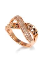 Effy Pave Rosa 14k Rose Gold And Diamond Ring