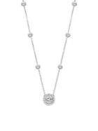 Lord & Taylor 925 Sterling Silver & White Crystal Halo Pendant Necklace