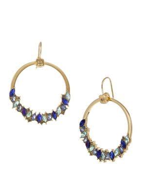 Laundry By Shelli Segal Pacific Blues Goldtone & Crystal Hoop Earrings