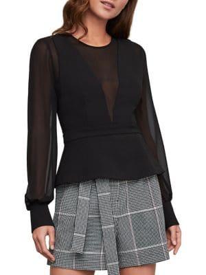 Bcbgmaxazria Sheer Back Peplum Top