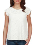Lucky Brand Eyelet Embroidered Top
