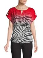 Lord Taylor Zebra Roll-sleeve Top