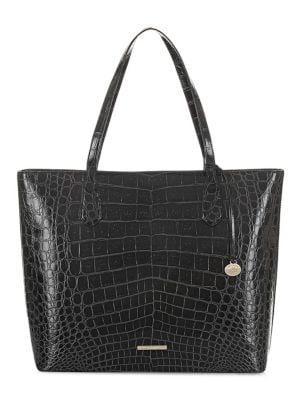 Brahmin Black Veil Misha Leather Tote