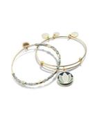 Alex And Ani 2-piece Goldtone Lotus Bangle Bracelet Set
