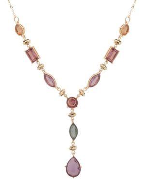 Anne Klein Goldtone & Crystal Y Necklace