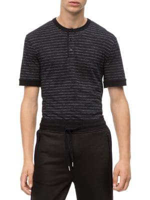 Calvin Klein Jeans Slim-fit Striped Henley T-shirt