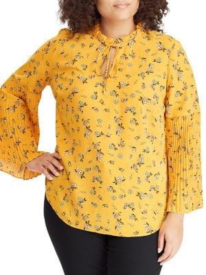 Lauren Ralph Lauren Plus Georgette Bell-sleeve Top