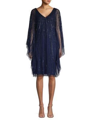 Adrianna Papell Embellished Sheer Party Dress