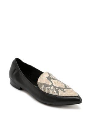 Dolce Vita Wanita Leather Snake Print Smoking Slippers