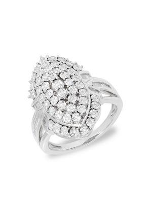 Lord & Taylor Sterling Silver & Diamond Statement Ring