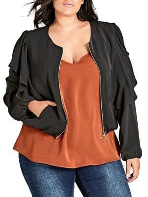 City Chic Plus Ruffled Utility Jacket