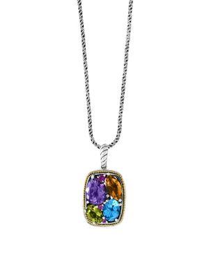 Effy Semi-precious Multi-stone, 18k Yellow Gold And Sterling Silver Pendant Necklace