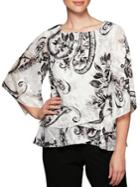 Alex Evenings Plus Printed Three-quarter Sleeve Blouse