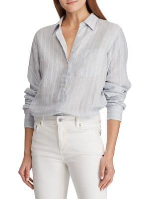 Lauren Ralph Lauren Striped Relaxed-fit Linen Button-down Shirt