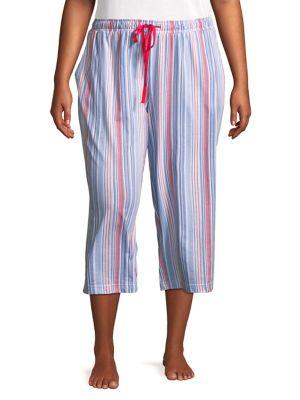 Karen Neuburger Plus Drawstring Stripe Capris