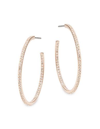 Nadri Medium Rose Goldtone Pave Hoop Earrings, 1.25 In