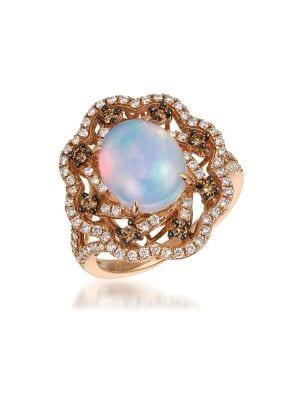 Le Vian 14k Strawberry Gold & Neopolitan Opal Solitaire Ring