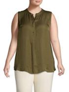 Vince Camuto Plus Half Button Rumple Tunic