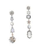 Badgley Mischka White Pearl, Mother-of-pearl And Crystal Drop Earrings