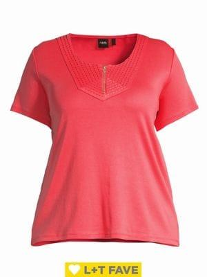 Rafaella Plus Quarter-zip Tee