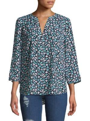 Nydj Printed Split-neck Blouse