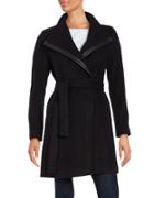 Calvin Klein Faux Leather-trimmed Wool-blend Coat