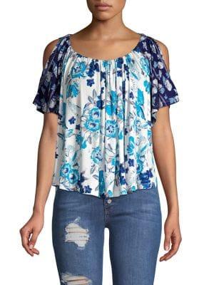 Free People Cold-shoulder Floral-print Top