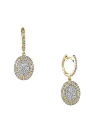 Effy 14k Yellow Gold Diamond Pave Drop Earrings