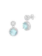 Lord & Taylor 925 Sterling Silver & Crystal Halo Drop Earrings