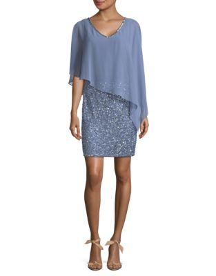 J Kara Petite Overlay Sequin Dress