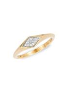 Adina Reyter 14k Yellow Gold And Small Pave Diamond Signet Ring